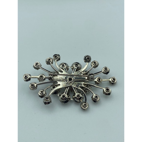 Vintage Judy Lee Aurora‎ Borealis Rhinestone Starburst Brooch Silver Tone 2.25in - Picture 3 of 9
